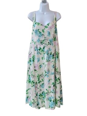 OLD NAVY Floral Linen Blend Fit Flare Midi Dress Size XL